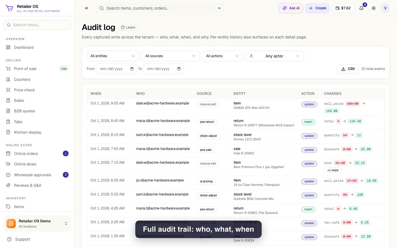 Audit log