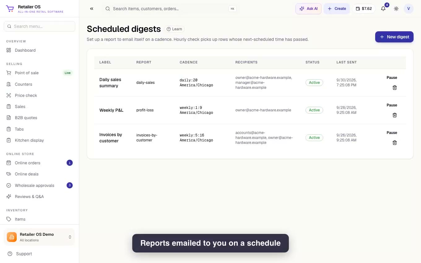 Scheduled reports